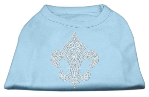 Pet Dog & Cat Shirt Rhinestone "Silver Fleur De Lis" Baby Blue SM (3-6 lbs.)