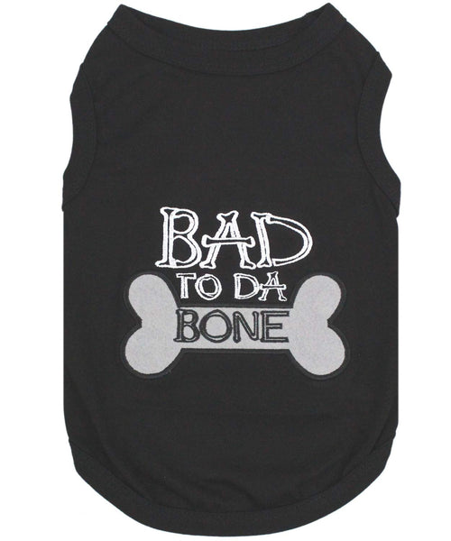 Parisian Pet Dog Cat Clothes Tee Shirts Embroidered T-Shirt Bad to da Bone XS