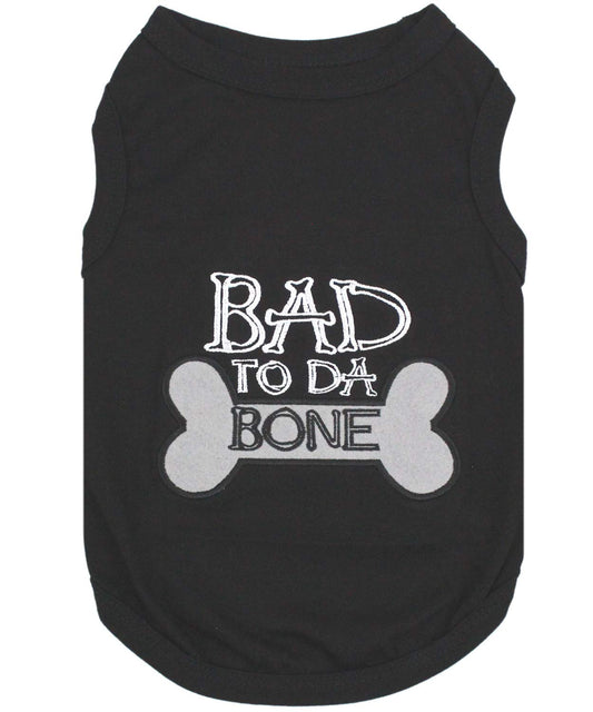 Parisian Pet Dog Cat Clothes Tee Shirts Embroidered T-Shirt Bad to da Bone XS