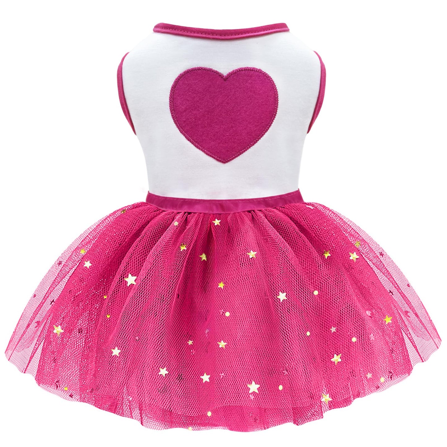 Idepet Spring Summer Pet Dog Cat Puppy Tutu Princess Dress Heart Printed Lace Dog Skirt Pet Apparel Dog Dress (Rose Red XL)