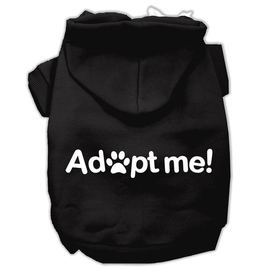 Pet Dog & Cat Hoodie Screen Printed "Adopt Me" Black 2XL (20-25 lbs.)