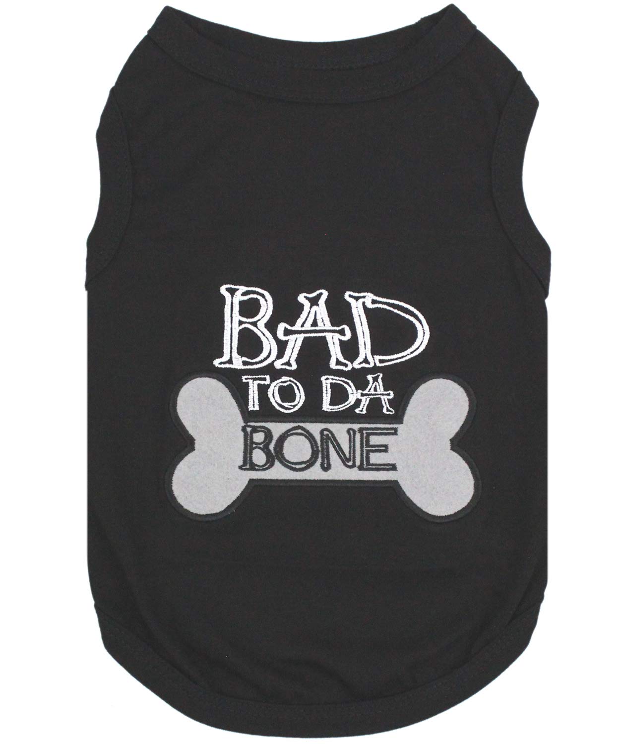 Parisian Pet Dog Cat Clothes Tee Shirts Embroidered T-Shirt Bad to da Bone XS