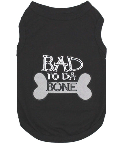 Parisian Pet Dog Cat Clothes Tee Shirts Embroidered T-Shirt Bad to da Bone XS