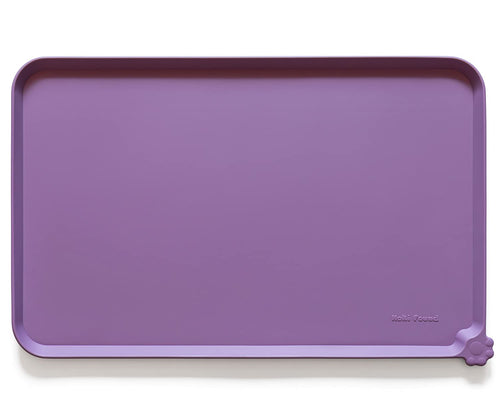 Hoki Found Silicone Pet Food Tray - Dog Pet Cat Feeding Mat - High-Lips Pet Dog Cat Bowl Mats - Waterproof Dog Cat Food Mats -Pet Water Mats for Floors - Amethyst